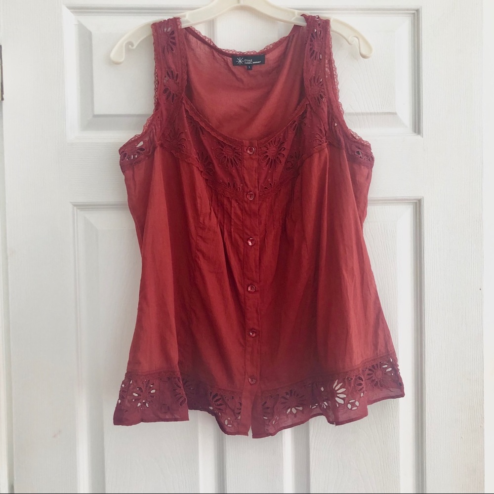 ISABEL MARANT deep red embroidered tank top NEW